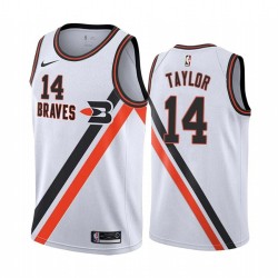 White_Throwback Brian Taylor Twill Basketball Jersey -Clippers #14 Taylor Twill Jerseys, FREE SHIPPING