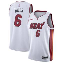 White Terry Mills Twill Basketball Jersey -Heat #6 Mills Twill Jerseys, FREE SHIPPING