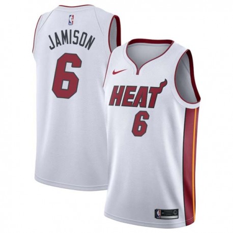 White Harold Jamison Twill Basketball Jersey -Heat #6 Jamison Twill Jerseys, FREE SHIPPING