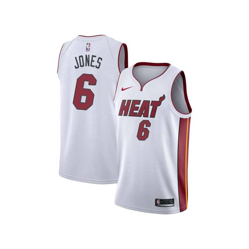 White Eddie Jones Twill Basketball Jersey -Heat #6 Jones Twill Jerseys, FREE SHIPPING
