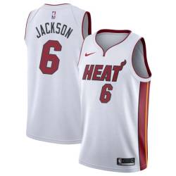 White Luke Jackson Twill Basketball Jersey -Heat #6 Jackson Twill Jerseys, FREE SHIPPING