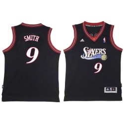 Black Throwback Joe Smith Twill Basketball Jersey -76ers #9 Smith Twill Jerseys, FREE SHIPPING