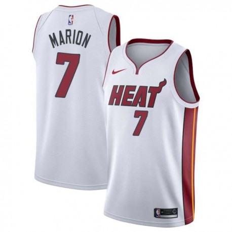 White Shawn Marion Twill Basketball Jersey -Heat #7 Marion Twill Jerseys, FREE SHIPPING