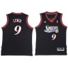 Black Throwback George Lynch Twill Basketball Jersey -76ers #9 Lynch Twill Jerseys, FREE SHIPPING