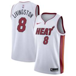 White Shaun Livingston Twill Basketball Jersey -Heat #8 Livingston Twill Jerseys, FREE SHIPPING