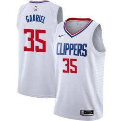 White Wenyen Gabriel Clippers #35 Twill Basketball Jersey FREE SHIPPING