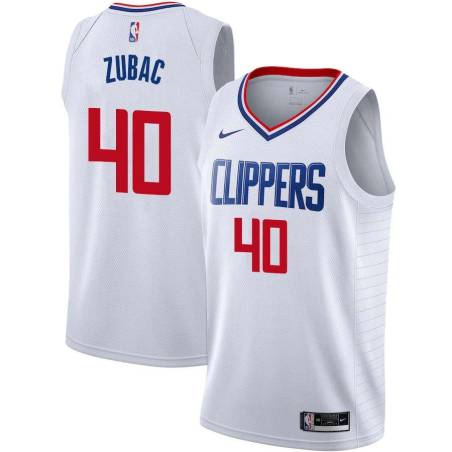 White Ivica Zubac Clippers #40 Twill Basketball Jersey FREE SHIPPING