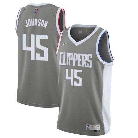Gray_Earned Keon Johnson Clippers #45 Twill Basketball Jersey FREE SHIPPING