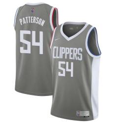 Gray_Earned Patrick Patterson Clippers #54 Twill Basketball Jersey FREE SHIPPING