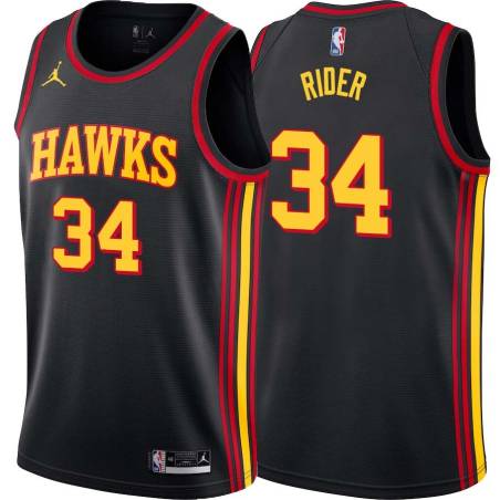 Black_City Isaiah Rider Hawks #34 Twill Basketball Jersey FREE SHIPPING