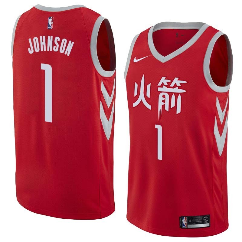 2017-18City Buck Johnson Twill Basketball Jersey -Rockets #1 Johnson Twill Jerseys, FREE SHIPPING