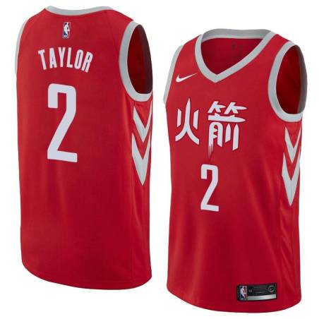 2017-18City Maurice Taylor Twill Basketball Jersey -Rockets #2 Taylor Twill Jerseys, FREE SHIPPING