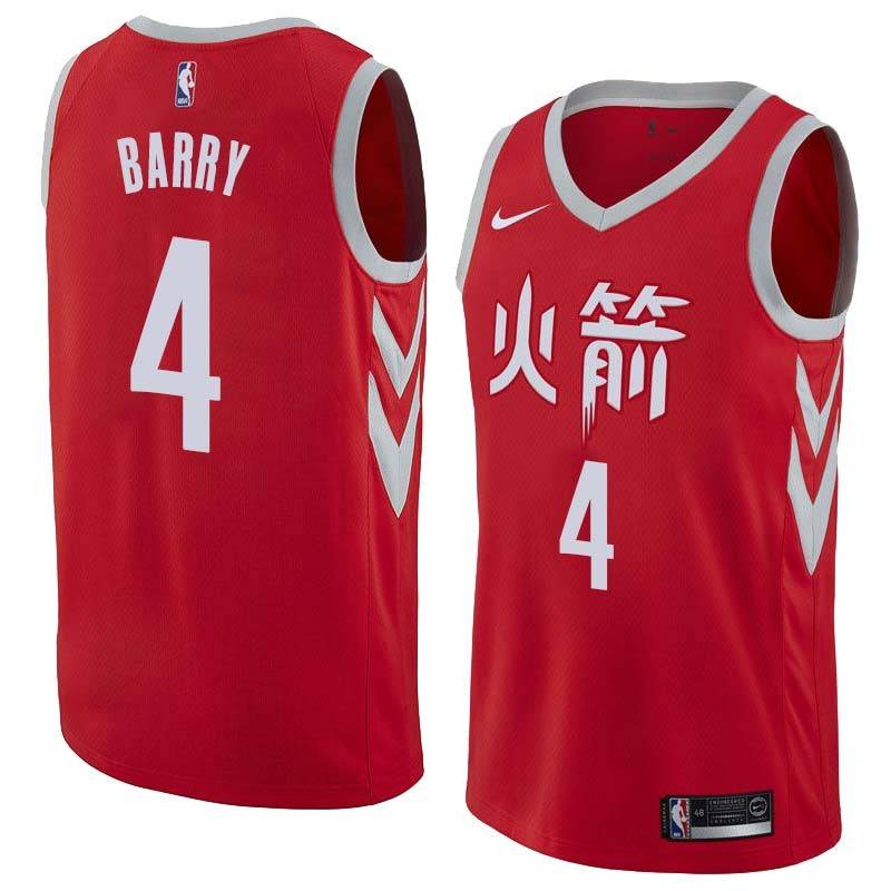 2017-18City Rick Barry Twill Basketball Jersey -Rockets #4 Barry Twill Jerseys, FREE SHIPPING