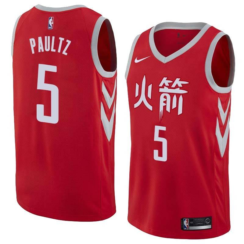 2017-18City Billy Paultz Twill Basketball Jersey -Rockets #5 Paultz Twill Jerseys, FREE SHIPPING