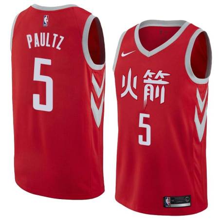 2017-18City Billy Paultz Twill Basketball Jersey -Rockets #5 Paultz Twill Jerseys, FREE SHIPPING