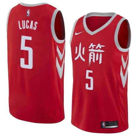 2017-18City John Lucas Twill Basketball Jersey -Rockets #5 Lucas Twill Jerseys, FREE SHIPPING