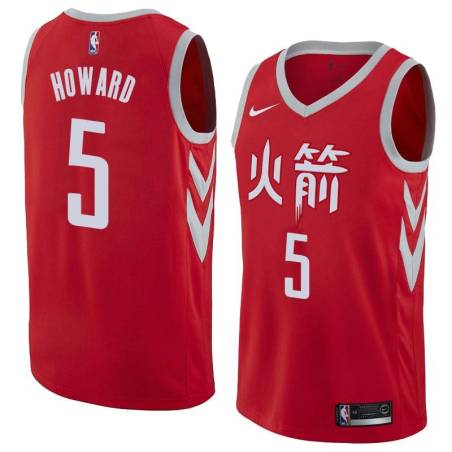 2017-18City Juwan Howard Twill Basketball Jersey -Rockets #5 Howard Twill Jerseys, FREE SHIPPING