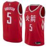 2017-18City James Anderson Twill Basketball Jersey -Rockets #5 Anderson Twill Jerseys, FREE SHIPPING