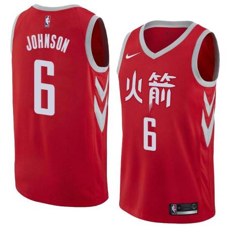 2017-18City George Johnson Twill Basketball Jersey -Rockets #6 Johnson Twill Jerseys, FREE SHIPPING