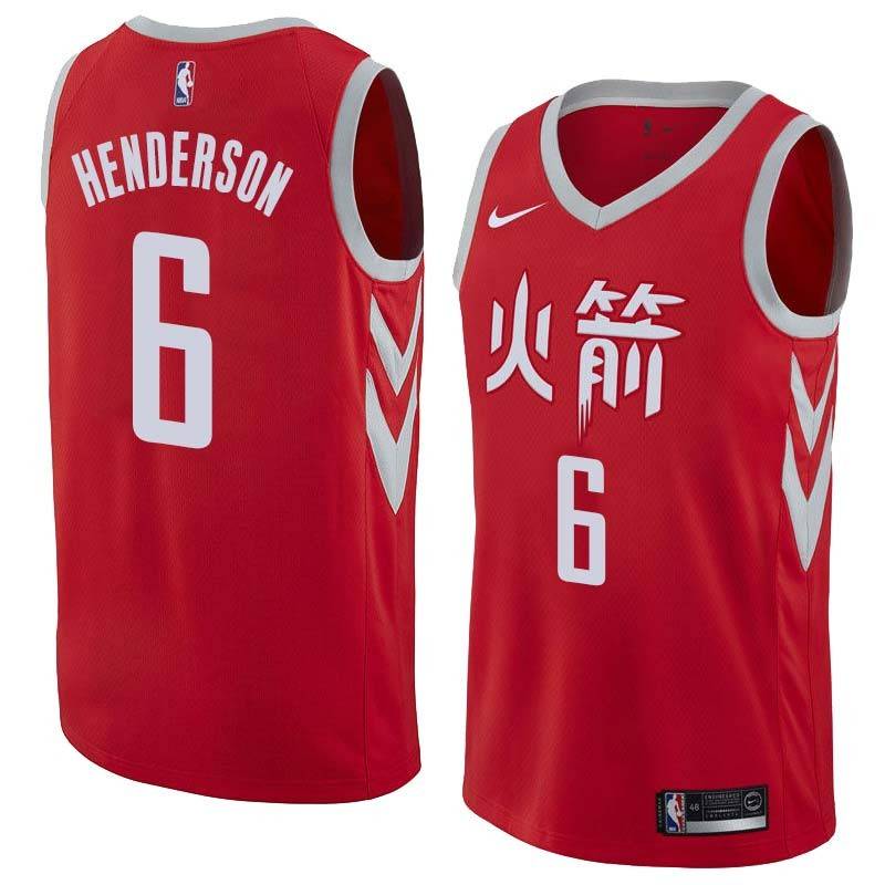 2017-18City Tom Henderson Twill Basketball Jersey -Rockets #6 Henderson Twill Jerseys, FREE SHIPPING