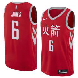 2017-18City Terrence Jones Twill Basketball Jersey -Rockets #6 Jones Twill Jerseys, FREE SHIPPING