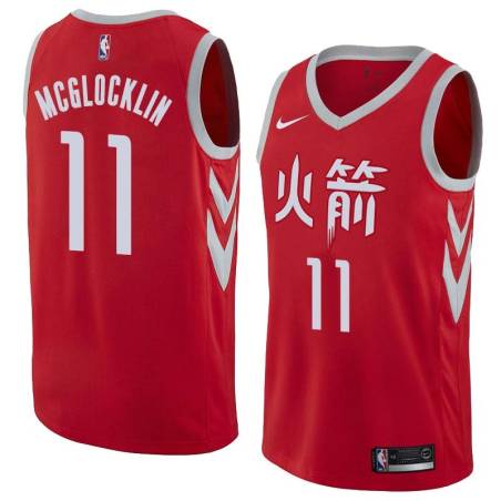 2017-18City Jon McGlocklin Twill Basketball Jersey -Rockets #11 McGlocklin Twill Jerseys, FREE SHIPPING