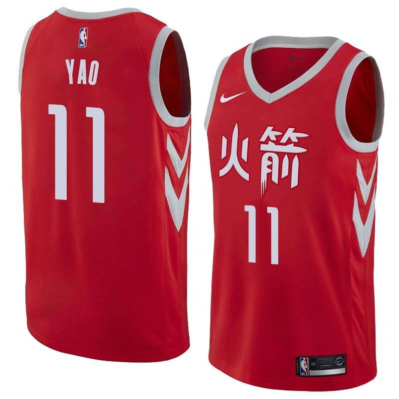 2017-18City Yao Ming Twill Basketball Jersey -Rockets #11 Yao Twill Jerseys, FREE SHIPPING