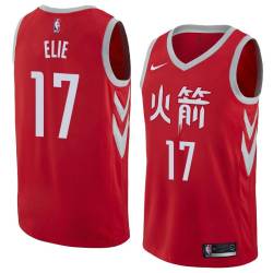 2017-18City Mario Elie Twill Basketball Jersey -Rockets #17 Elie Twill Jerseys, FREE SHIPPING