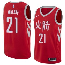 2017-18City Moses Malone Twill Basketball Jersey -Rockets #21 Malone Twill Jerseys, FREE SHIPPING