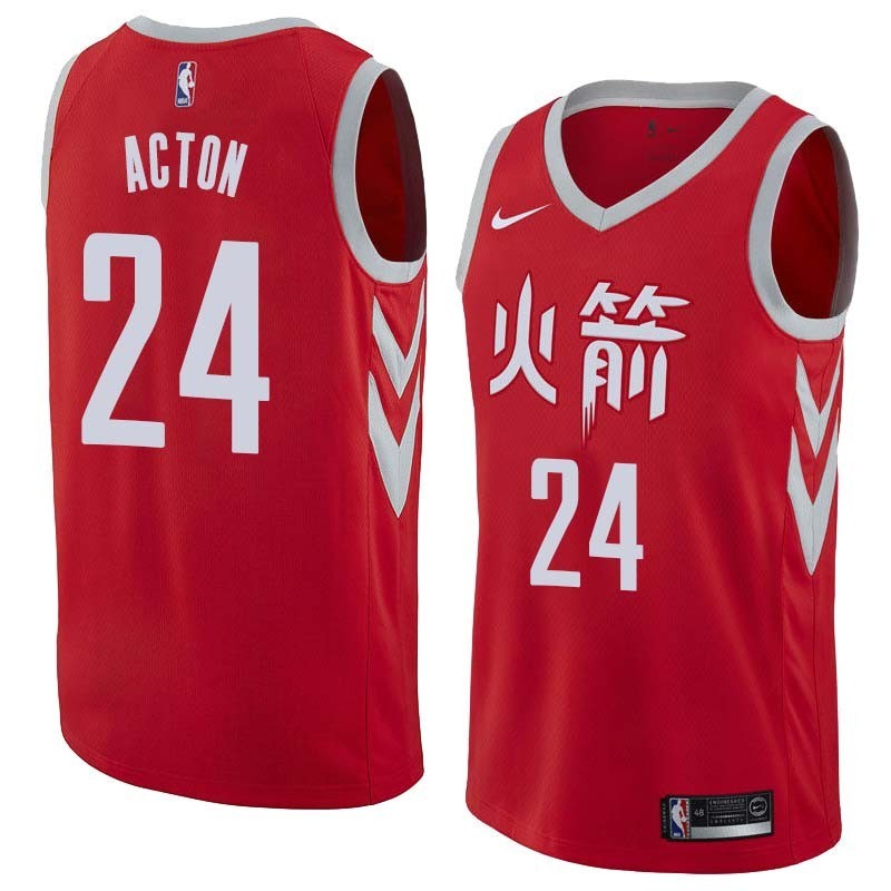 2017-18City Bud Acton Twill Basketball Jersey -Rockets #24 Acton Twill Jerseys, FREE SHIPPING