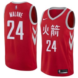 2017-18City Moses Malone Twill Basketball Jersey -Rockets #24 Malone Twill Jerseys, FREE SHIPPING