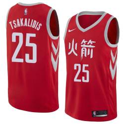 2017-18City Jake Tsakalidis Twill Basketball Jersey -Rockets #25 Tsakalidis Twill Jerseys, FREE SHIPPING