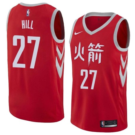 2017-18City Jordan Hill Twill Basketball Jersey -Rockets #27 Hill Twill Jerseys, FREE SHIPPING