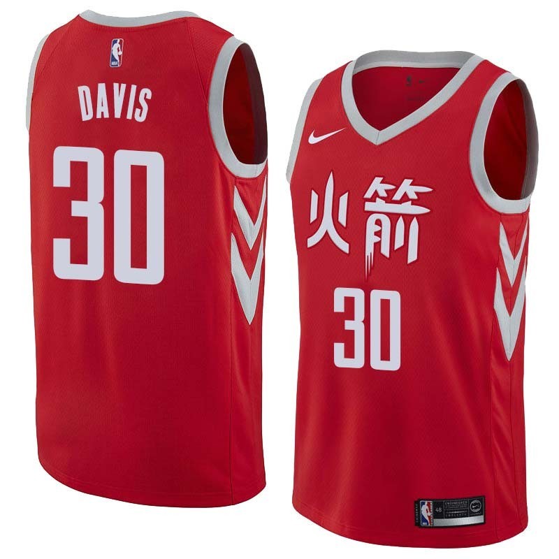 2017-18City Jim Davis Twill Basketball Jersey -Rockets #30 Davis Twill Jerseys, FREE SHIPPING