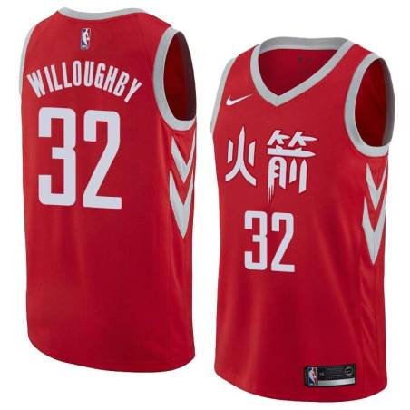 2017-18City Bill Willoughby Twill Basketball Jersey -Rockets #32 Willoughby Twill Jerseys, FREE SHIPPING