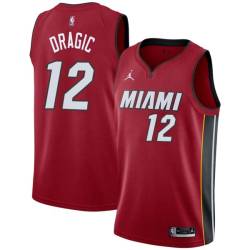 Red Zoran Dragic Twill Basketball Jersey -Heat #12 Dragic Twill Jerseys, FREE SHIPPING