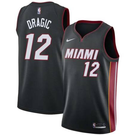 Black Zoran Dragic Twill Basketball Jersey -Heat #12 Dragic Twill Jerseys, FREE SHIPPING