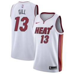 White Kendall Gill Twill Basketball Jersey -Heat #13 Gill Twill Jerseys, FREE SHIPPING