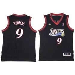 Black Throwback Kenny Thomas Twill Basketball Jersey -76ers #9 Thomas Twill Jerseys, FREE SHIPPING