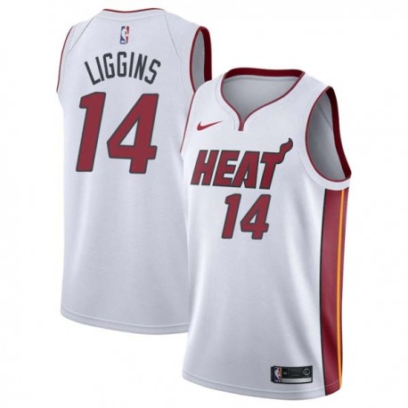 White DeAndre Liggins Twill Basketball Jersey -Heat #14 Liggins Twill Jerseys, FREE SHIPPING