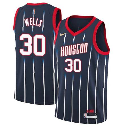 2021-22City Owen Wells Twill Basketball Jersey -Rockets #30 Wells Twill Jerseys, FREE SHIPPING