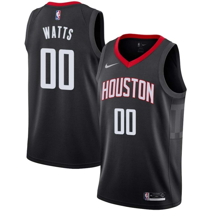 Black Slick Watts Twill Basketball Jersey -Rockets #00 Watts Twill Jerseys, FREE SHIPPING