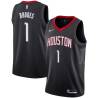 Black Rodrick Rhodes Twill Basketball Jersey -Rockets #1 Rhodes Twill Jerseys, FREE SHIPPING