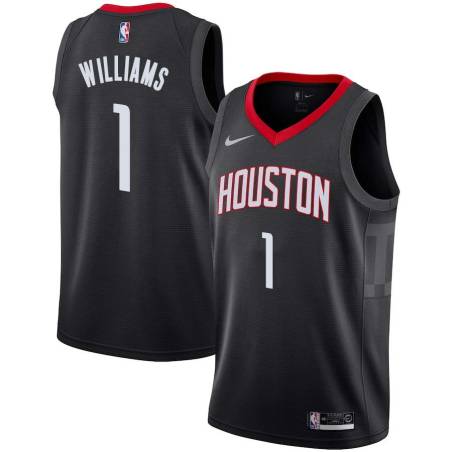 Black Terrence Williams Twill Basketball Jersey -Rockets #1 Williams Twill Jerseys, FREE SHIPPING