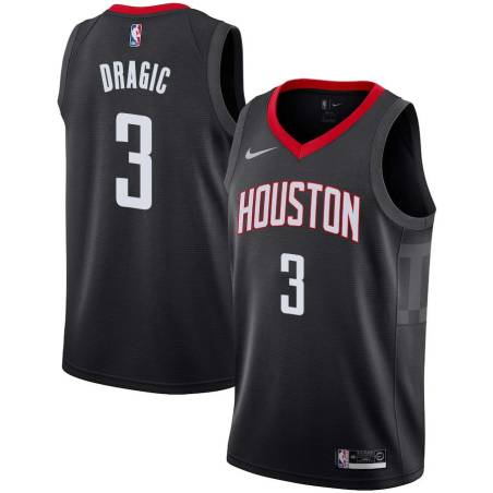 Black Goran Dragic Twill Basketball Jersey -Rockets #3 Dragic Twill Jerseys, FREE SHIPPING