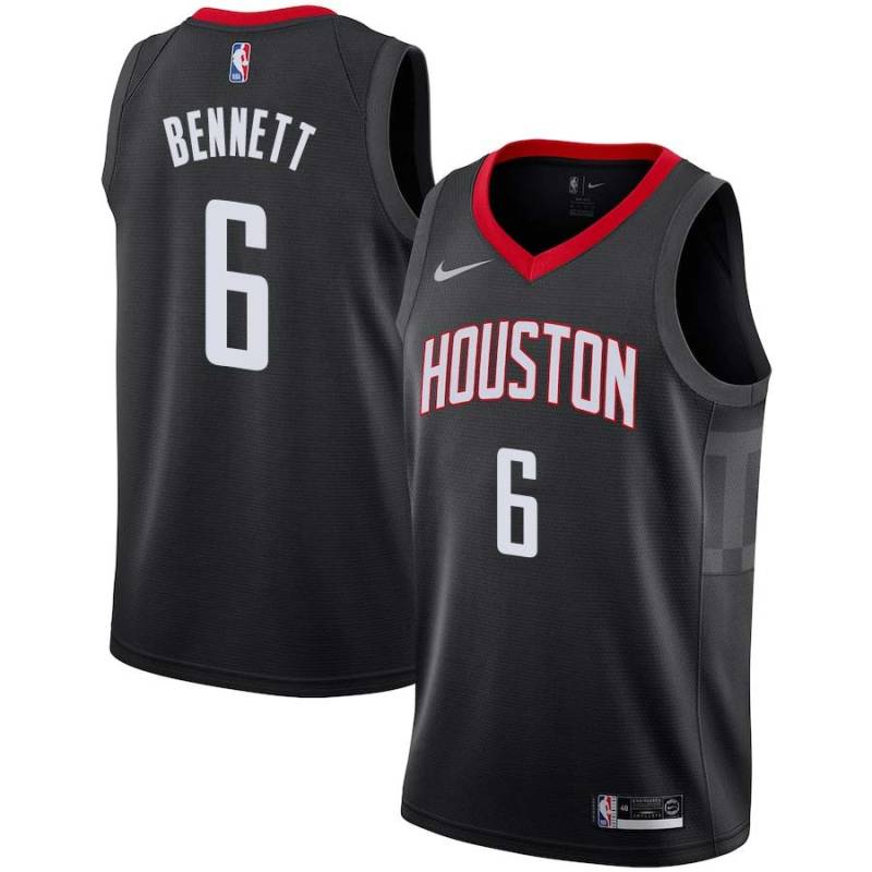 Black Elmer Bennett Twill Basketball Jersey -Rockets #6 Bennett Twill Jerseys, FREE SHIPPING