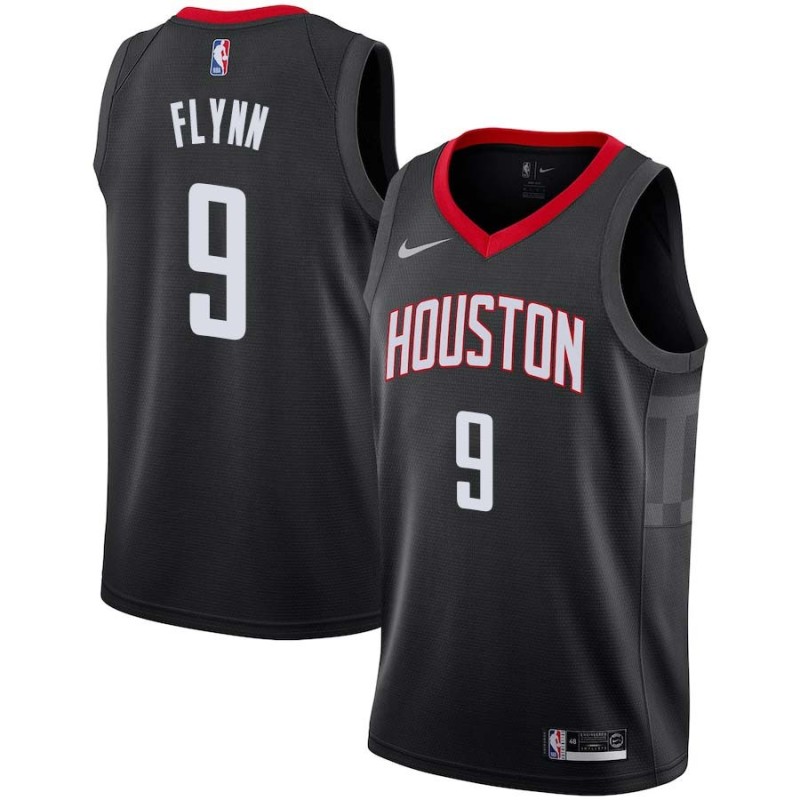 Black Jonny Flynn Twill Basketball Jersey -Rockets #9 Flynn Twill Jerseys, FREE SHIPPING