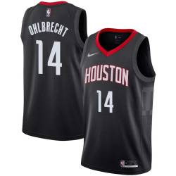 Black Tim Ohlbrecht Twill Basketball Jersey -Rockets #14 Ohlbrecht Twill Jerseys, FREE SHIPPING