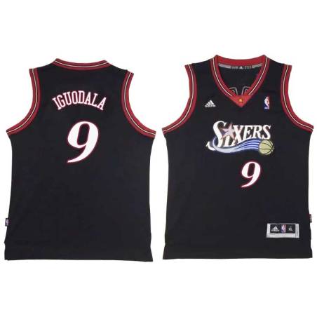 Black Throwback Andre Iguodala Twill Basketball Jersey -76ers #9 Iguodala Twill Jerseys, FREE SHIPPING