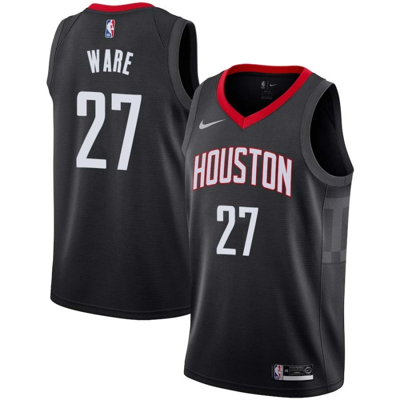 Black Jim Ware Twill Basketball Jersey -Rockets #27 Ware Twill Jerseys, FREE SHIPPING